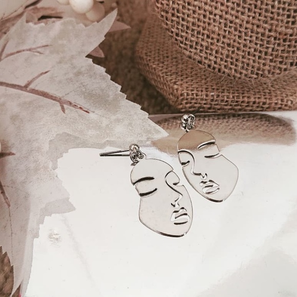 Art Portrait Face Feminist Drop Earring - Picture 2 of 6